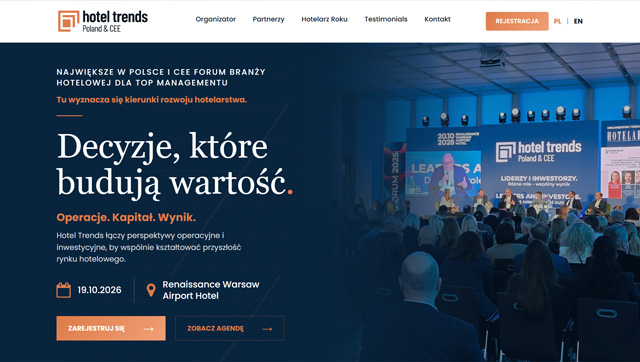 Forum Hotel Trends Poland & CEE 2026. Strona dla wydarzenia klasy premium.